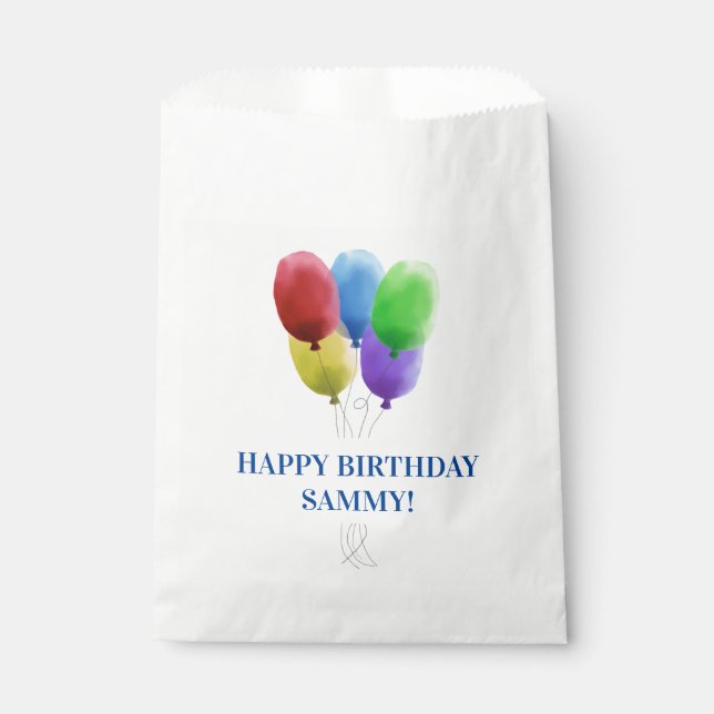 Sachets En Papier Joyeux Ballons d'Anniversaire Papier Favor Sac pou (Devant)