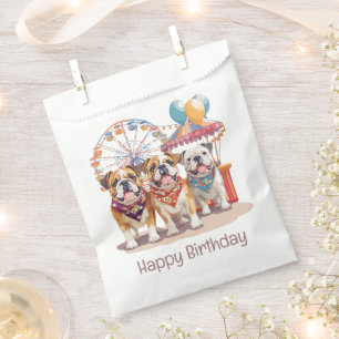 Sachets En Papier Joyeux Bulldogs Anglais D'Anniversaire À Un Carnav