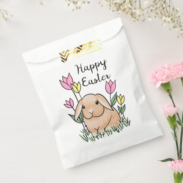 Sachets En Papier Joyeux Bunny de Pâques mignonnes fleurs de printem (Scellé)