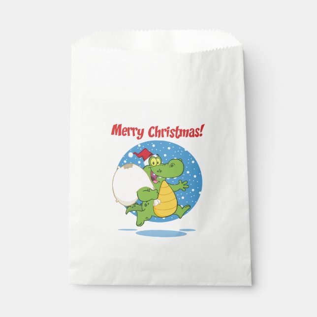 Sachets En Papier Joyeux crocodile de Noël Père Noël | Vacances (Devant)
