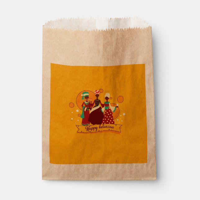 Sachets En Papier Joyeux Kwanzaa 3 Dames Jaunes (Devant)