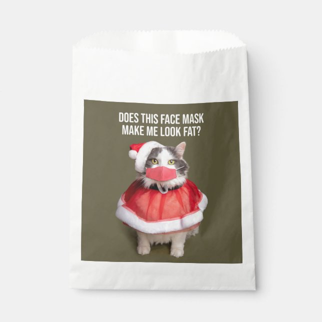 Sachets En Papier Joyeux Noël 2020 Fat Chat en Masque Visage (Devant)