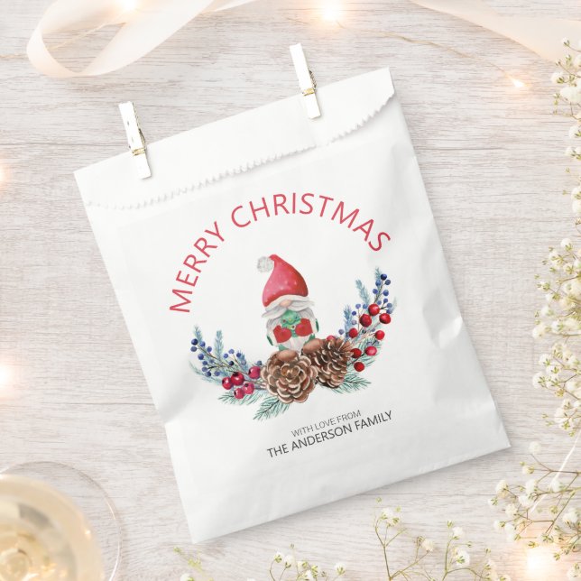 Sachets En Papier Joyeux Noël aquarelle Gnome (Coupé)