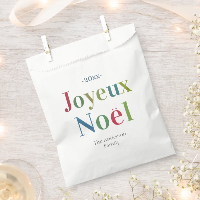 Sachets En Papier Joyeux Noel coloré Noël français (Coupé)