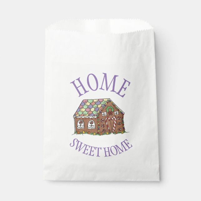 Sachets En Papier Joyeux Noël Gingerbread Maison de vacances Traitem (Devant)
