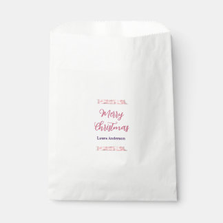 Sachets En Papier joyeux noël rouge rose paillettes lignes nom rétro