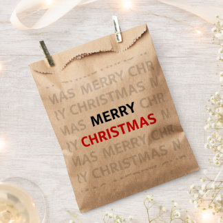 Sachets En Papier Joyeux Noël Texte Rouge Gras
