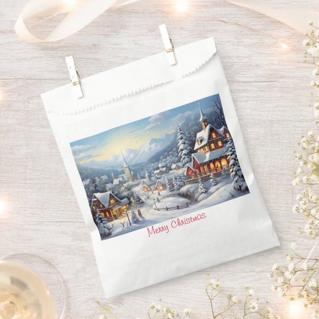 Sachets En Papier Joyeux Noël vintage (Coupé)