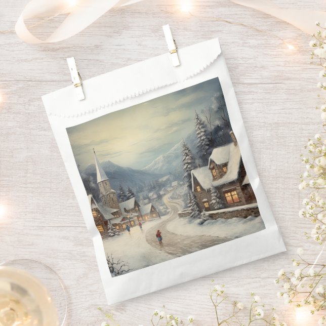 Sachets En Papier Joyeux Noël vintage (Coupé)