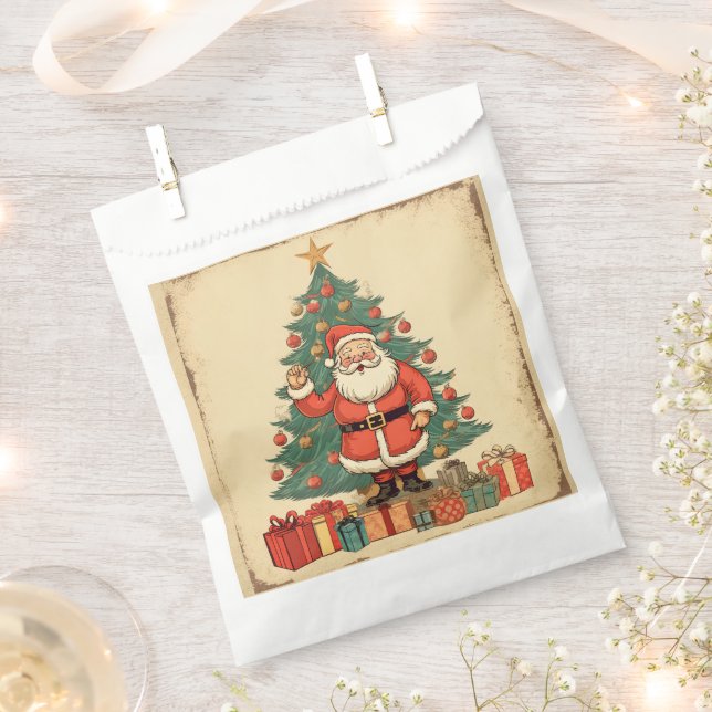 Sachets En Papier Joyeux Noël vintage (Coupé)
