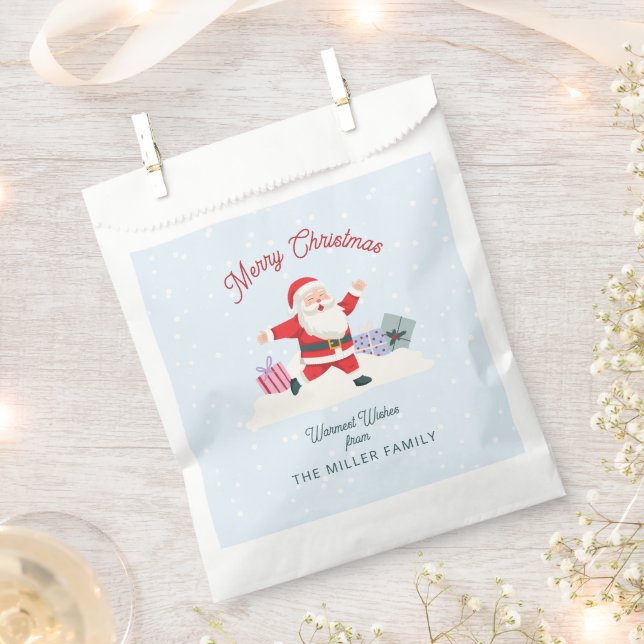 Sachets En Papier Joyeux Père Noël, Noël bleu clair (Coupé)