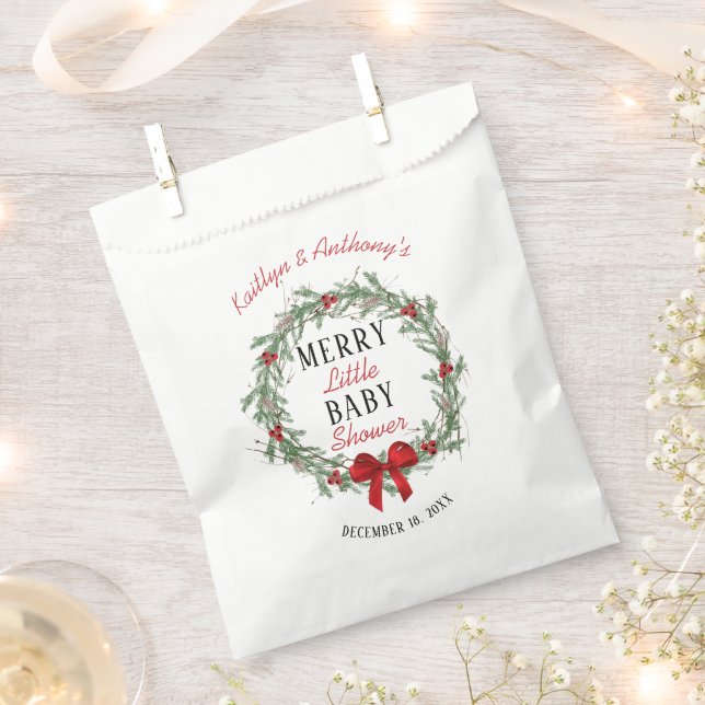 Sachets En Papier Joyeux petit Baby shower de Noël (Coupé)
