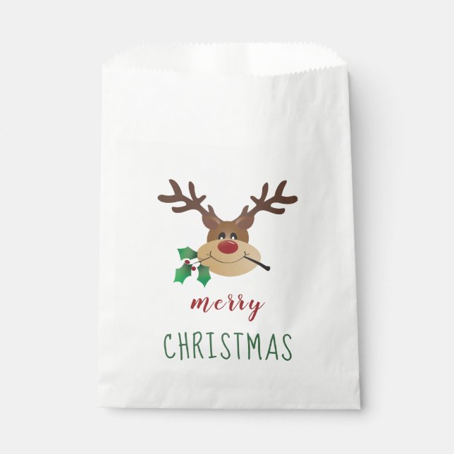 Sachets En Papier Joyeux rennes de Noël avec Mistletoe (Devant)