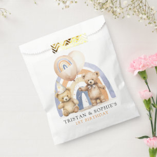 Sachets En Papier Jumeaux 1er anniversaire Aquarelle Nounours