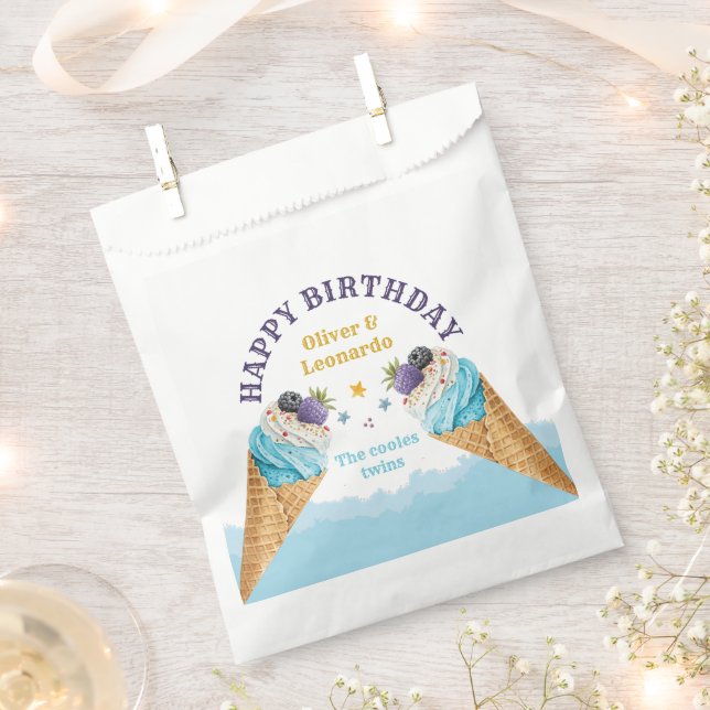 Sachets En Papier Jumeaux cool Glace Cream Boys Anniversaire (Coupé)