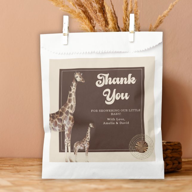 Sachets En Papier Jungle Safari Giraffe Baby shower Merci (Créateur téléchargé)