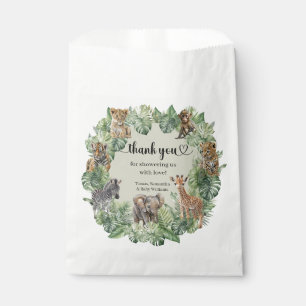 Sachets En Papier Jungle Safari Giraffe Palms Baby shower Feuille