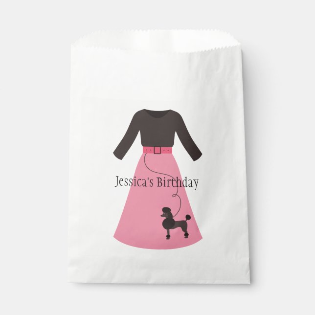 Sachets En Papier Jupe Retro Pink Poodle personnalisable (Devant)