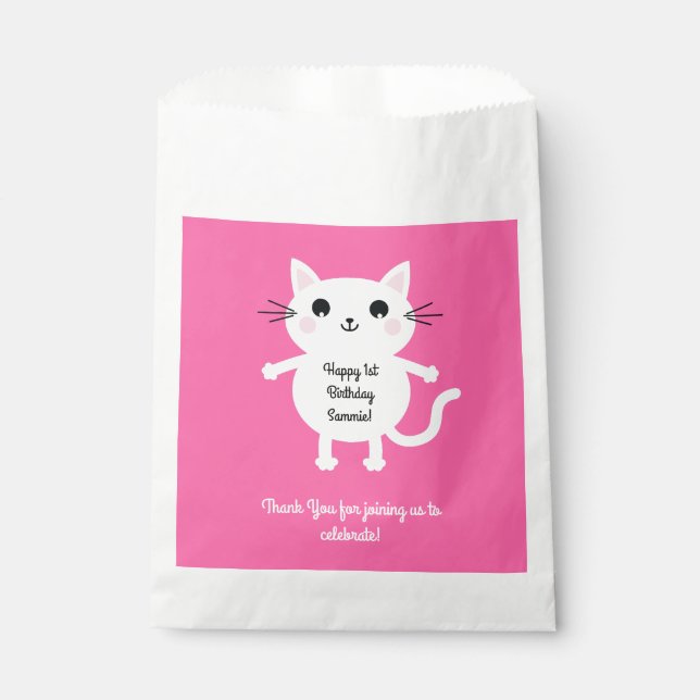 Sachets En Papier Kitty Chat Anniversaire Fête Enfants (Devant)