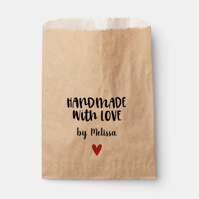 Sachets En Papier Kraft fait main avec amour (Devant)