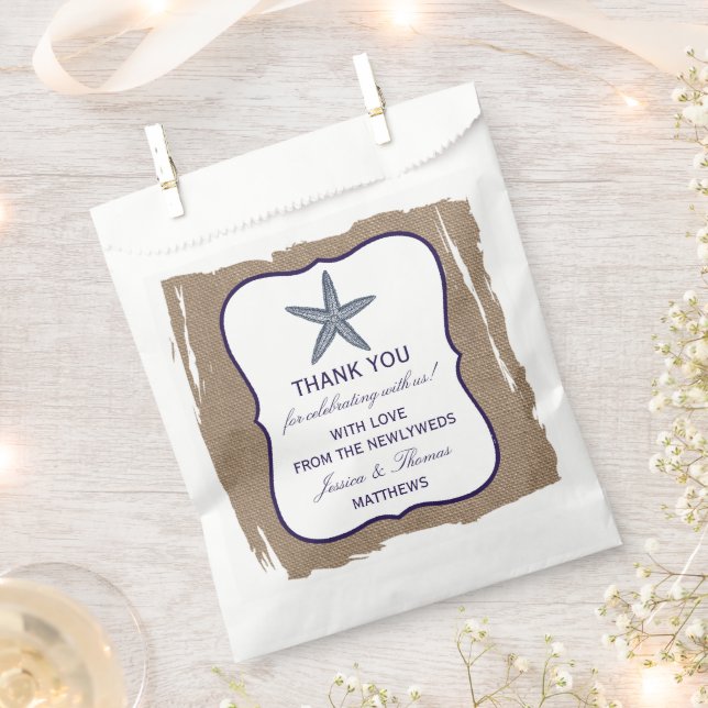 Sachets En Papier La collection de mariages de la marine Starfish Bu (Coupé)