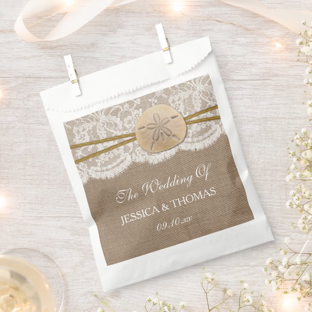 Sachets En Papier La collection de mariages de plage de sable rustiq (Coupé)