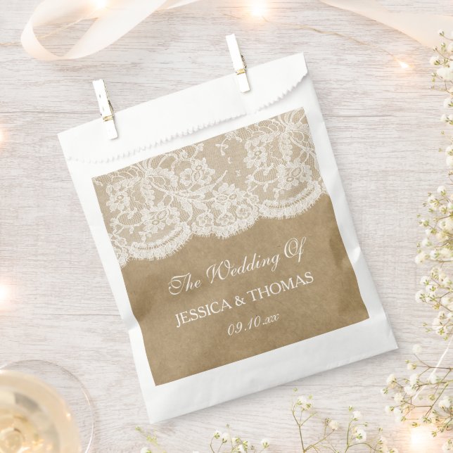 Sachets En Papier La collection de Mariages Kraft & Lace (Coupé)