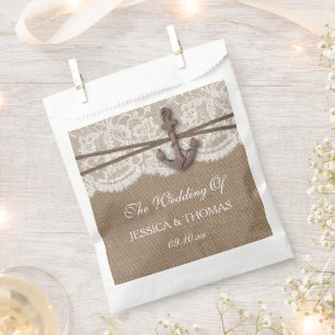 Sachets En Papier La collection Rustique de Mariages d'Ancres nautiq