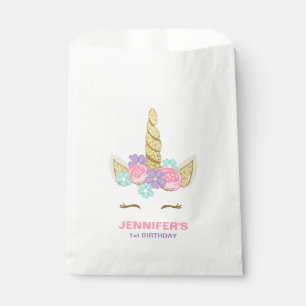 Sachets En Papier La faveur d'anniversaire de visage de licorne met
