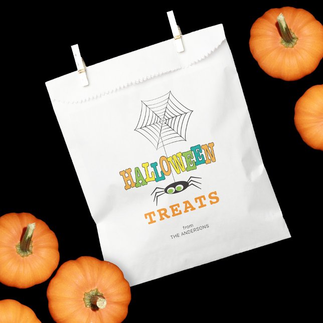 Sachets En Papier La fête d'Halloween traite l'araignée de couleurs  (Créateur téléchargé)
