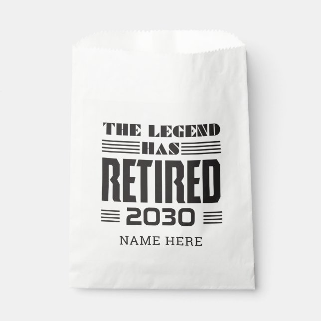 Sachets En Papier La Légende A Retraité La Retraite Personnalisée (Devant)