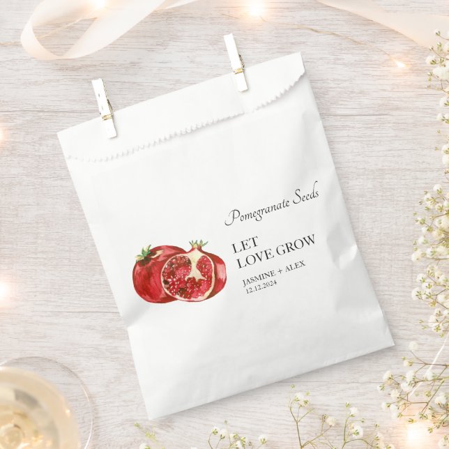 Sachets En Papier Laisser grandir l'amour | Pomegranate Seed Wedding (Coupé)