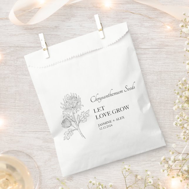 Sachets En Papier Laisser l'amour grandir Chrysanthemum Mariage de s (Coupé)