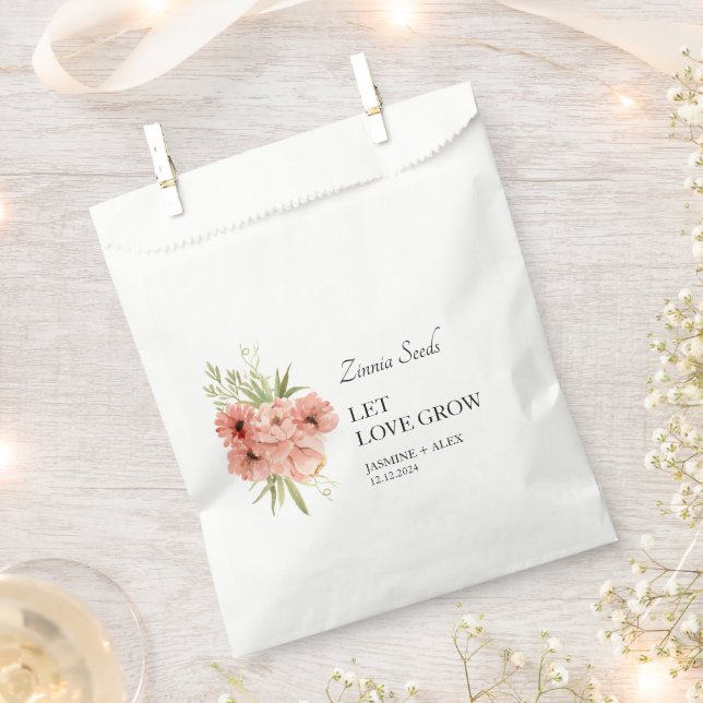 Sachets En Papier Laisser l'amour grandir Zinnia Mariage de semences (Coupé)