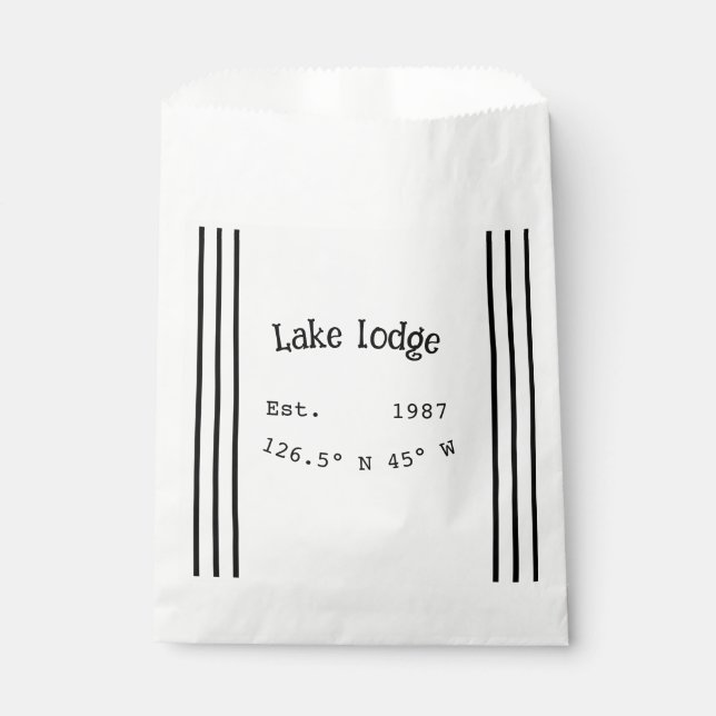 Sachets En Papier Lake house et. Date année coordonnées personnalisé (Devant)
