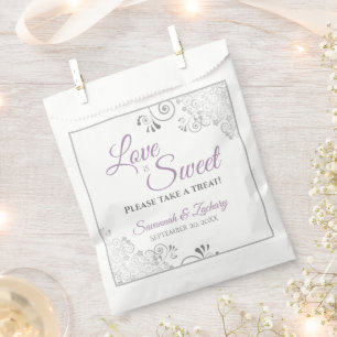 Sachets En Papier L'amour est doux Mariage de script en dentelle arg