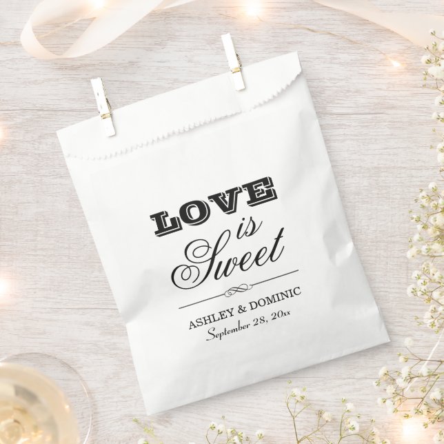 Sachets En Papier L'amour est doux Mariage noir Monogramme (Coupé)