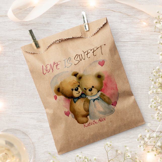 Sachets En Papier L'amour est doux, mignonne ours Mariage (Coupé)