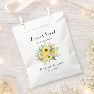 Sachets En Papier L'amour est doux tournesols verdure Mariage Treat