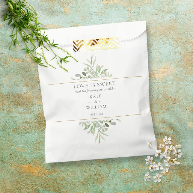Sachets En Papier L'amour est doux vert Mariage de feuillage (Créateur téléchargé)