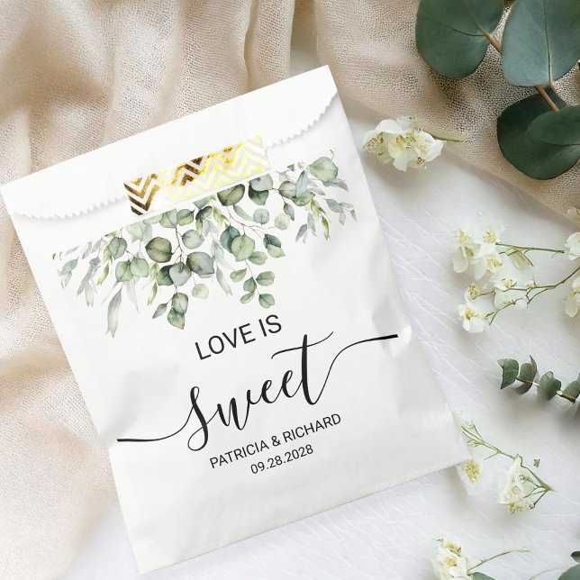 Sachets En Papier L'amour est doux vert Mariage Eucalyptus (Créateur téléchargé)