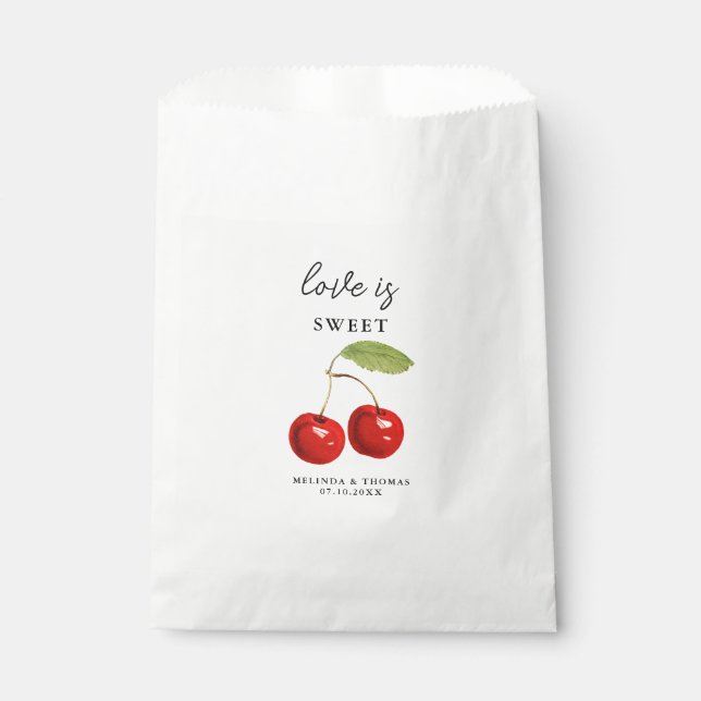 Sachets En Papier L'amour est Mariage de cerise douce (Devant)