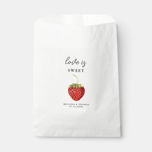 Sachets En Papier L'amour est Mariage de fraise douce (Devant)