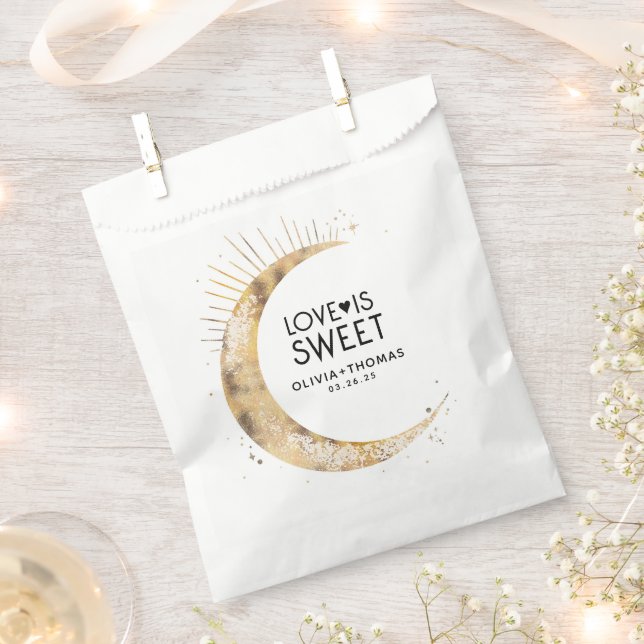 Sachets En Papier L'amour est Mariage de lune d'or céleste douce (Coupé)