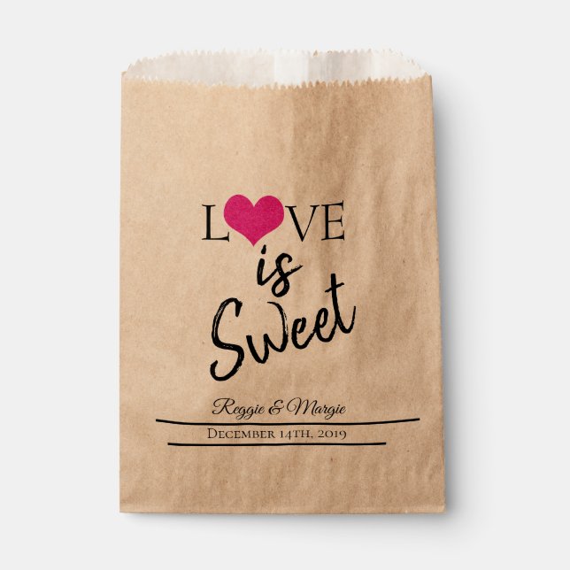 SACHETS EN PAPIER L'AMOUR EST MARIAGE SUCRÉ SAC DE FAVEUR (Devant)