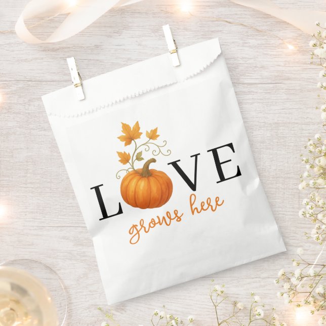 Sachets En Papier L'AMOUR grandit ici | Lettres citrouilles Automne (Coupé)