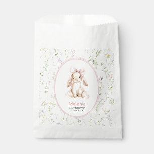Sachets En Papier Lapin à l'aquarelle grandmillennial noeud rose béb