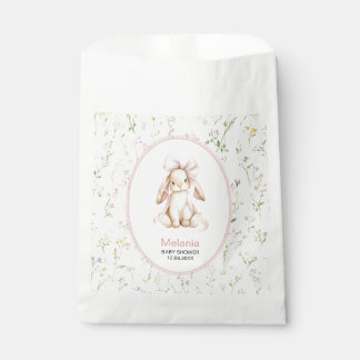 Sachets En Papier Lapin à l'aquarelle grandmillennial noeud rose béb