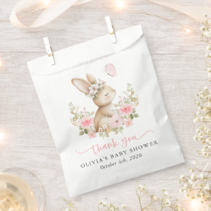 Sachets En Papier Lapin Mignon, Papillon, Fleurs Roses, Baby Shower