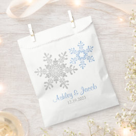 Sachets En Papier Lapis Blue Silver Snowflake Mariage d'hiver